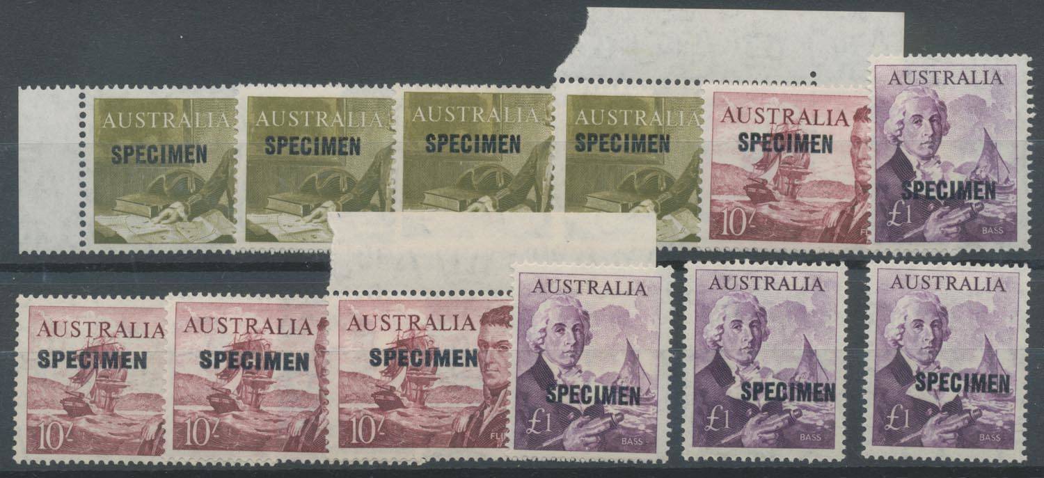 Pre-Decimals: 1963-65 Navigators 'SPECIMEN' Overprints 7/6d x4 (one a ...