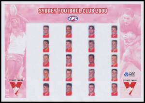 Decimals: 2000 P-Sheet proofs for Sydney Football Club sheet and the sheets for players Paul Kelly, Darren Cresswell, Greg Stafford, Michael O'Loughlin and Wayne Schwass all imperforate & ungummed and without the 45c Hologram stamps, plus the set of six s