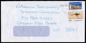 Decimals: 2016 Adelaide Emergency Printing 30c Bounding Kangaroo + 70c "Cape to Cape Track" tied to commercial cover to Victoria by 'MODBURY/ 3 /7MAR2017/SA 5092' cds & the second stamp also tied by Adelaide inkjet cancel of the same date, the cover opene