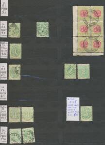 Postage Dues: Dealer's stockbook stated to include Blank Tablet to 5/- plus Perf 11x11Â½-12 1d & 2d, Filled Tablets 3d & 4d strips of 3 plus Perf 11 values to 6d x2, Stroke 5/- x2, extensive array of Bicolours with some multiples including Third Wmk 4d co