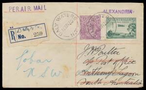 Aerophilately: 1930 (Feb-May) group of registered covers carried by second & subsequent flights on Australian Aerial Services Camooweal-Daly Waters, Northern Territory route with 'R' labels of 'DALY WATERS' (red & black x4; blue manuscript provisionals x4