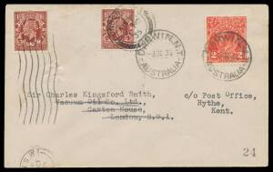 Aerophilately: 1935 (Oct 23) cover AAMC #545 flown London-Brindisi-London by Charles Kingsford Smith & Tommy Pethybridge on their attempted flight to Australia which was abandoned in Italy after the 'Lady Southern Cross' was badly damaged by storms, origi