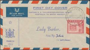 Aerophilately: 1947-51 Collection of domestic & international flights noted 1947 PanAm Pacific Clippers with intermediates x10, QANTAS Australia-England with 'Bridge' labels pilot-signed including from Egypt, India, Pakistan & Malaya, 1948 QEA Survey Flig