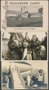 Aerophilately: EPHEMERA: Australian Aviation noted 1920 Adelaide 'Welcome Home' programme front panel signed "Ross Smith" & "Keith Smith" (mounted on card; faults not affecting signatures), Bleriot 60 postcard signed "R Graham Carey", 1930 Australian Aero