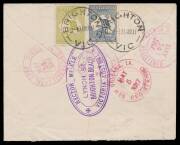 Postal History: 1917 commercial cover to the Canal Zone with Roos 2Â½d & 3d unusually on the reverse & tied by 'BRIGHTON/VIC' cds, red/white registration label, San Francisco New Orleans & Cristobal transits plus 'BALBOA HEIGHTS CZ/REGISTERED' arrival b/s