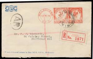 Postal History: 1928-34 new-fangled Midget 3 meters comprising unnumbered proof impressions with Herald or Cyclone Fencing slogans, then commercial covers with '16' for C&G (registered with red/white 'RIALTO' label), 'A7' for William Adams (large front wi