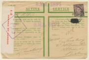 Postal History: 1939-45 World War II Civilian Censorship modest exhibit with good range of labels and cachets arranged by district including Tasmania x8 and Northern Territory x5, noted 1941 Brisbane label used with Townsville '1/2' cachet & 1945 red-on- - 9