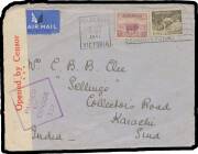 Postal History: 1939-45 World War II Civilian Censorship selection of domestic, overseas and inwards mail with destinations and origins including Hawaii, India, Palestine (airmails both ways), South Africa, Switzerland, noted Sydney 1939 'Single Text Lin