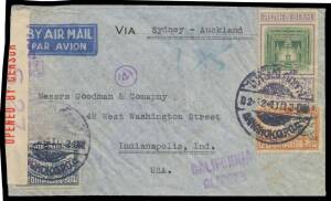 WWII Airmails: INWARDS: 1940-42 trans-Pacific group from GB x4 (three are naval usages), United States x3 (one with 5c Beacon x6), China or Brazil, plus transits via Australia from India at 3r4a rate, and from Thailand at 1t75stg rate x2; finally two cove