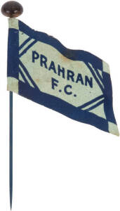 1908 Wills "Football Flags Shaped with Pins" [1/27 known] - Prahran. G/VG condition (with original pin, "Capstan" on reverse). Rarity 8.