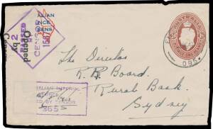 WWII Censors: NEW SOUTH WALES - SYDNEY: Surface mail group with various labels & cachets, noted a front only with black/white 'Opened/by/Censor' label (not recorded by Little), Supervisor's Check Numbers '2' '7' '11' '31' '38' & '39' (the highest number r