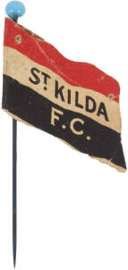 1908 Wills "Football Flags Shaped with Pins" [1/27 known] - St.Kilda. G/VG condition (with original pin, "Havelock" on reverse). Rarity 8.