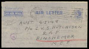 WWII Censors: SOUTH AUSTRALIA - ADELAIDE: Airmail group with various labels & cachets including boxed 'PASSED BY/CENSOR/...' (No Number) x3, good range of the small boxed types, ' 4 /NOT/OPENED BY/CENSOR', Feb 1940 registered to Great Britain with boxed 