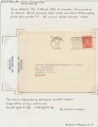 WWII Censors: TASMANIA - HOBART: Surface mail group with labels including Black/White 'OPENED BY/CENSOR' with Six Dots Added by Hand to France (the only recorded example; illustrated by John Little at page 76; the first stamp obviously doesn't belong), Bl - 4