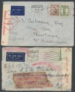 WWII Censors: TASMANIA - HOBART: Five airmail covers to GB comprising of 7SEP/1939 - the earliest recorded censor cover from Tasmania - & 18OC39 with boxed 'PASSED BY CENSOR/...' (Little #H6-1) in rosine or blue, black/white Six Dot labels (Little #L6-5a - 3
