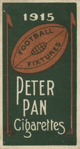 1915 Sniders & Abrahams "1915 Football Fixtures", card-size, folds out twice to list all League and Association fixtures]. G/VG. Rare - I have never seen this one before.