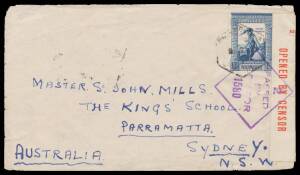 WWII Military: REFUGEE & EVACUEE MAIL: 1942 (Sep 7) cover endorsed "Mrs SG Mills/Shanghai/China" on the flap, to Sydney with Mozambique 1e75c Henry the Navigator tied by hexagonal d/s, South African censor tape & cachet on the reverse & re-censored on arr