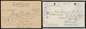 WWII POW Mail: The balance of the POWs in Australia collection on Neil Russell's pages mostly from Camps in Victoria & New South Wales but including a few from South Australia & three from Marrinup WA, many printed or plain "notelopes" plus 6d Airmail Pos