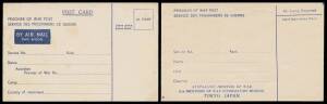 WWII POW Mail: All-different unused POW Postal Stationery group comprising Envelopes printed in black/white & in blue/white with incorrect text 'C/o PRISONERS OF WAR INFORMATION BUREAU', Postal Cards all in blue/white x3, and Airmail Postal Cards all in b