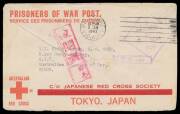 POWs in Neth Indies: TIMOR: 1943 Red Cross Envelope with Thick Bar, from Victoria with Melbourne machine cancel, minor blemishes.