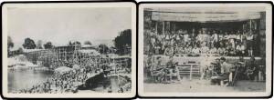 POWs in Thailand: Series of small second-generation photographs of the infamous Burma-Thailand Railway with railway cuttings & bridges (including after being bombed by the RAF), camp scenes including hospital ward & POW theatre, POW funeral & the cemetery