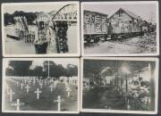 POWs in Thailand: Series of small second-generation photographs of the infamous Burma-Thailand Railway with railway cuttings & bridges (including after being bombed by the RAF), camp scenes including hospital ward & POW theatre, POW funeral & the cemetery - 2