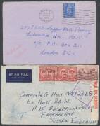 Liberated POWs: EASTBOURNE, SUSSEX (ENGLAND): Local cover endorsed "Marine Shark", the ship in which the addressee was repatriated to Australia; airmail cover from Sydney; 'AUST FPO/191' cds on two formular aerogrammes to Queensland or Victoria, and on re - 3