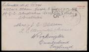 Liberated POWs: MANILA: 1945 (Sep 14) use of American Red Cross cover endorsed "Liberated UK POW/.../HQ3 Australian Reception Group" to GB with 'AUST ARMY PO/243' cds & 'PASSED FREE/OF POSTAGE' cachet.