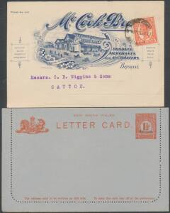 Colonies: Bundle of covers & Postal Stationery including New South Wales Embossed 1d Wrapper sheet of 4 (folded horizontally but rare), Queensland 1d & 2d Postal Cards with 'SPECIMEN' Handstamp, WA 2d orange Envelope unused, Queensland advertising postcar