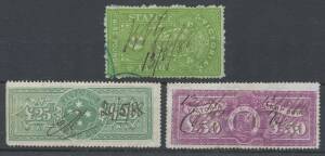 Colonies: Stockbooks and packets with Queensland with Chalons & Railway Parcel stamps to 3d; Tasmania pictorials; Victoria including 'Stamp Duty' to Â£5, Â£6, Â£9 green, Â£9 rose and green, plus ultra-high denomination Â£25 & Â£50; also Postage Dues, insp