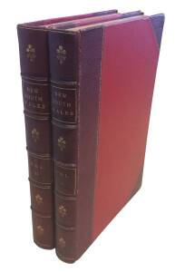 Colonies: PHILATELIC LITERATURE: "Postage Stamps...of New South Wales" by Basset Hull (1911), gilt-edged pages and attractively bound in two volumes with quarter-leather & pockets for the plates, some minor foxing but well above average. An important work