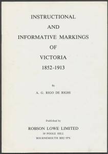 Colonies: PHILATELIC LITERATURE: Victoria group with titles by Purves including "Registered & Too Late Stamps", "The Emblems", "The Postage Dues", "The Port Phillip District" & "Barred Numerals", also Les Molnar's plating guides for the Woodblock 'TOO LAT