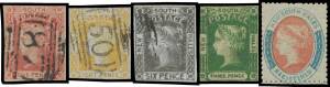 NSW: Old-time collection rehoused on stock pages with Sydney Views 1d x5, 2d x7 & 3d x5, attractive set of No Wmk Diadems, Wmk Diadems 3d SG 87 mint with large-part o.g., 1860-63 'REGISTERED' Perf 13 SG 125 mint with large-part o.g., some later mint, etc,