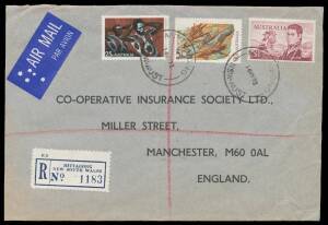 NSW: POSTMARKS: 1970s-2000s datestamps on covers primarily airmail to overseas destinations with many single frankings, selected for clarity of strikes which are generally well above average, noted the occassional registered item, postal stationery, as we