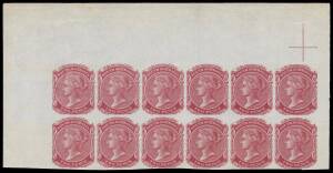 Sth Aust: Selection of DLR plate proofs with Â½d imperf blocks of 8 & 12, 2d imperf colour trial singles x6 + blocks of 12 (6x2) in maroon or orange, 1d perforated block of 12 (6x2) in green on unwatermarked paper, Tannenberg 2Â½d imperf colour trial bloc