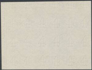 Tasmania: 1857-67 Double-Lined Numerals piece of watermarked paper with 24 impressions (6x4) of the '4' Watermark. Ex Koichi Sato.