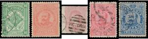 Victoria: 1857-1912 collection annotated with old Gibbons numbers starting with a nice range of Emblems, Beaded Ovals including Rouletted 4d, Laureates to 5/- x9 including 2d with Double Perfs & 8d orange, 'STAMP - DUTY' Overprints set, 1886-96 High Value