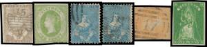 Victoria: Old-time collection rehoused on stock pages with a few very attractive Half-Lengths including Perf 12 3d x2, 6d 'TOO LATE' (attractive but with closed scissor-cut), Queen-on-Throne 2d impressive pair & mint 1d, Emblems Star Wmk unused 1d, lots o