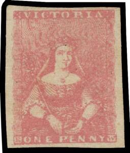 Victoria: 1850-57 Half-Lengths Campbell & Fergusson 1d rose SG 28a, margins good to large, unused with part-o.g., Cat Â£1400. Chris Ceremuga Certificate (2009).