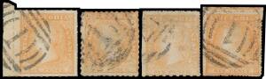 Victoria: 1854-55 Woodblocks Imperf 6d orange (shades) group including large-part reconstruction of 48 of the 50 positions including two pairs, also Experimental Separations Rouletted 7-9 x4 (one a huge marginal example), Serpentine Roulette 10-10Â½, and 