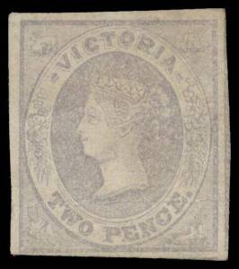 Victoria: 1857-63 Emblems Good Quality Medium Wove Paper with No Watermark 2d pale lilac SG 45, margins good to large, light soiling & light horizontal crease, apparently with large-part o.g., Cat Â£600.