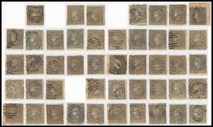 Victoria: 1861 Woodblocks 6d black SG 102 large-part reconstruction of 46 of the 50 positions ex [1] [3] [6] & [44], a few faults but generally fine to very fine, Cat Â£3450. Ex Les Molnar. [This was an emergency printing, for which the two panes for the 