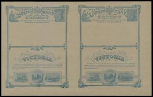 Victoria: POSTAL STATIONERY: 1889-90 Letter Cards uncut & unfolded pairs of 'Price: Three-halfpence' on grey stock (gummed), 'Price: Three-halfpence' on bluish grey stock (ungummed) & 'Price: 1/3 per doz' on pinkish grey stock (ungummed), the first two cr