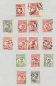 Victoria: BARRED NUMERALS: Modest collection but all on Kangaroo or KGV denominations, stated to include strikes rated R x9 & RR x2. (350+)