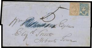 Victoria: BARRED OVALS: '17' two clear strikes on Ham Half-Lengths Second State of the Dies 2d & 3d SG 6 & 7 with almost fine 'LAKE COLAC/AU8/1850/PT PHILLIP' b/s (LRD) on outer to Hobart Town with Melbourne & 'LAUNCESTON/11AU11/1851' transits & small box