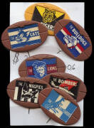 c1968 Milo "Club Emblem Pins" [7/30] - Magpies, Bombers, Lions, Bulldogs, Cats, Kangaroos & Tigers. G/VG.