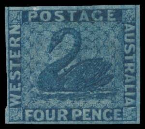 West Aust: 1860-64 Recess in the Colony from Perkins Bacon Plates 2d vermilion SG 25, 4d blue & 4d deep blue SG 26 & 27, margins close to good, unused, Cat Â£790. (3)