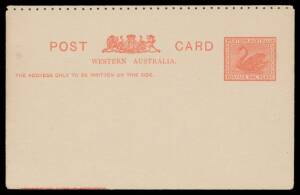 West Aust: POSTAL CARDS: 1917 Re-Issue of Severed Reply Cards 1d(+1d) outward-half with 'THE ANNEXED CARD IS INTENDED/ONLY FOR THE REPLY' Barred-Out BW #P45, the card guillotined through the obliterated text, minor blemishes on the reverse, unused, Cat $8