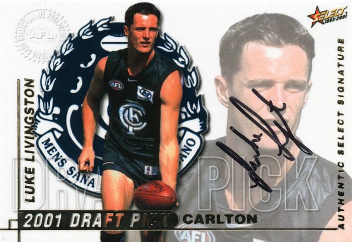 2001 football cards in two albums, 2001 Select with complete base sets [220] x 2, plus All Australian [22], Medal Cards [1/5], Premiership Predictor [1/16], Draft Pick Signature Cards [2/17] - Cloke & Livingston; 2001 Elite Sports "AFL Heroes" base set [1