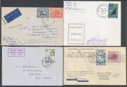 Antarctica: AUSTRALIAN: 1948 Operation Sinbad flight, 1949 & 1950 HMAS 'Labuan' covers x4 different, 1965 postcard with 'SOUTH INDIAN OCEAN EXPEDITION/[Penguin]/HEARD ISLAND' cachet signed by the ten expedition members, 1967 'MERCY VOYAGE TO MACQUARIE ISL - 2